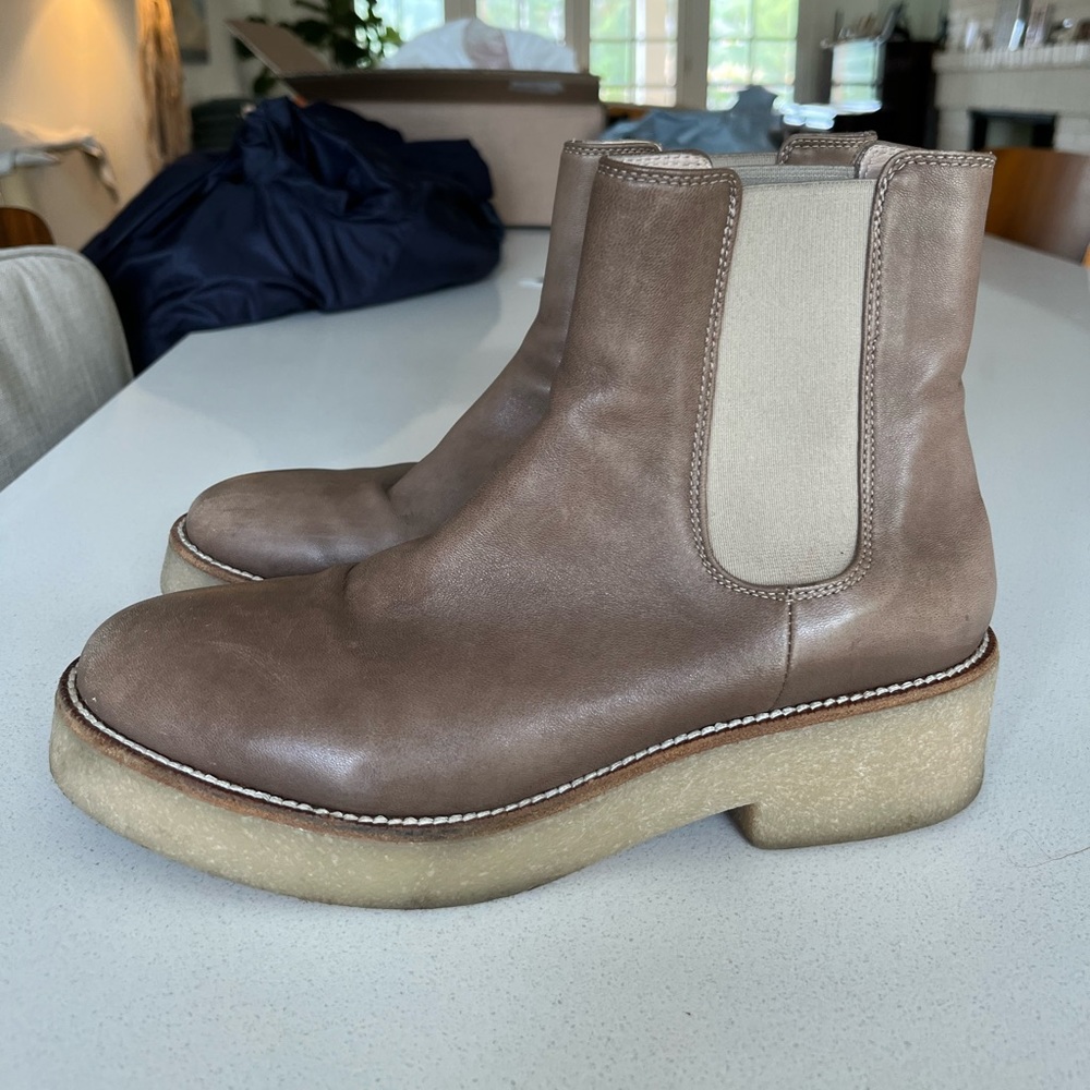 No. 6 Taupe Booties with gum sole